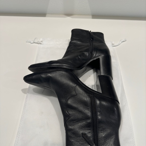 Schutz pointed toe black leather booties. - Picture 4 of 10